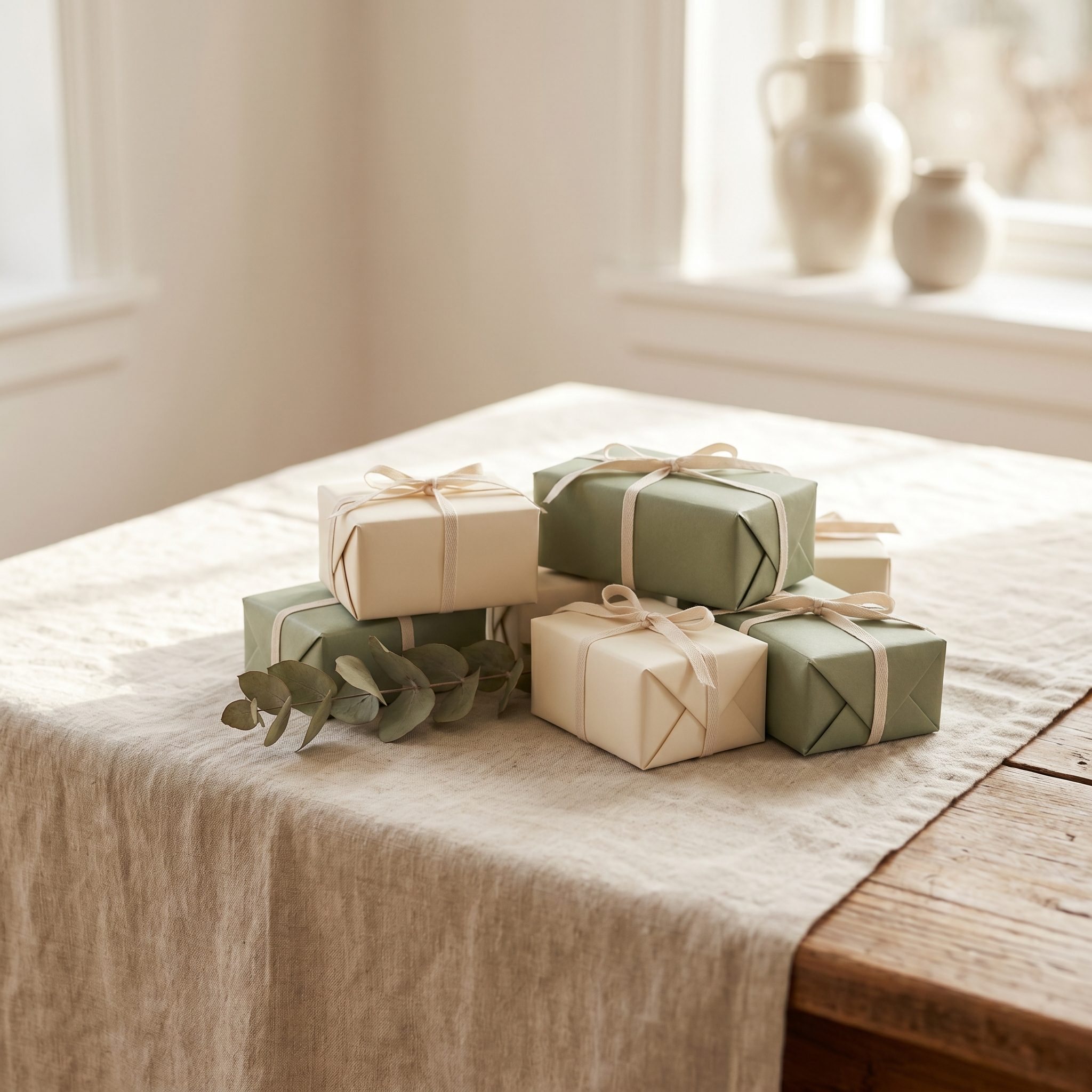 Kerstcadeau met lint en strikje