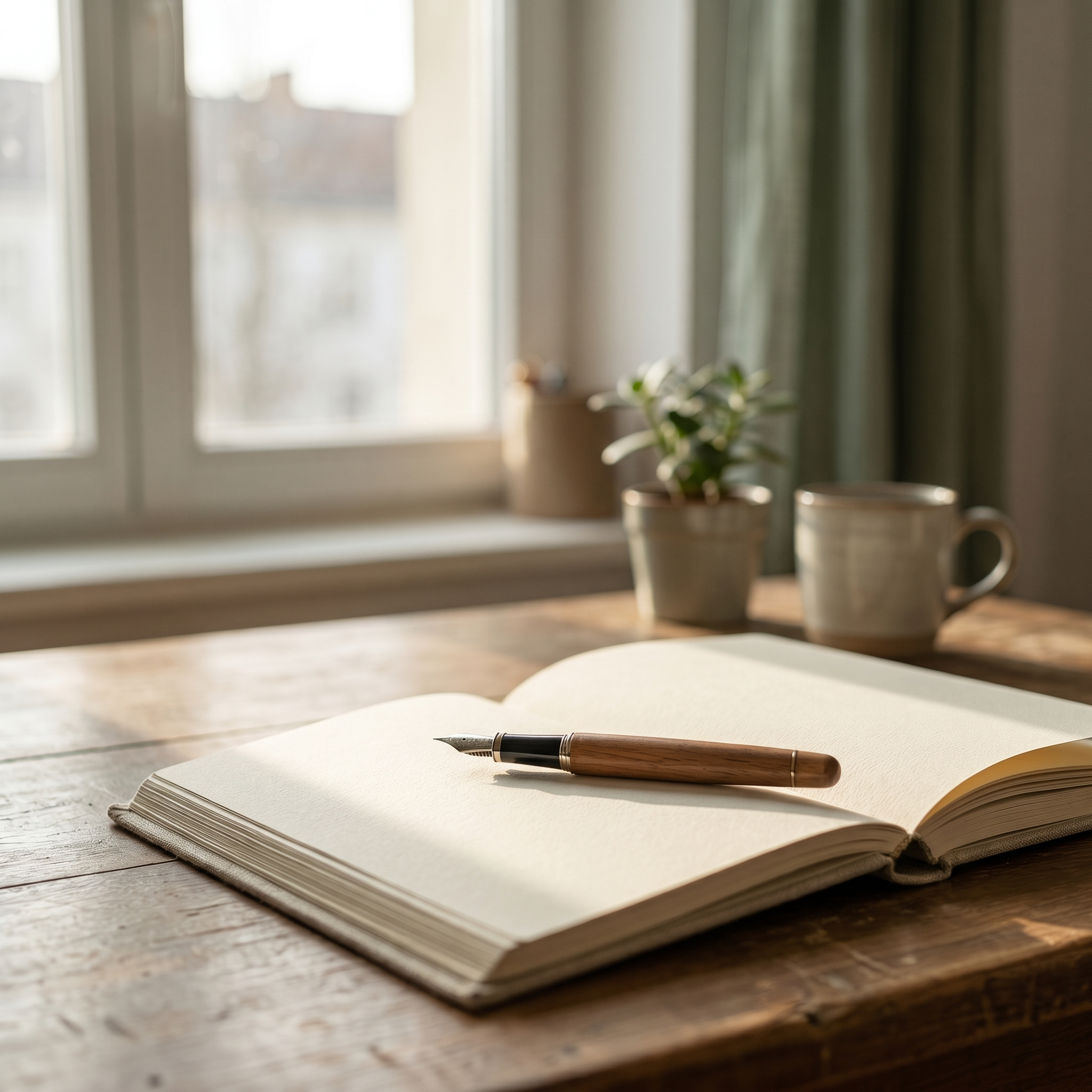 Pen en notitieboek op een tafel